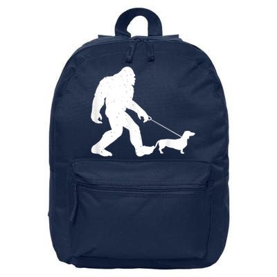 Bigfoot Walking Dachshund Funny Wiener Dog Gift 16 in Basic Backpack