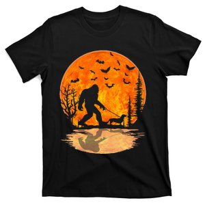 Bigfoot Walking Dachshund Funny Wiener Dog Halloween T-Shirt