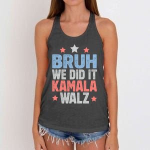 Bruh We Did It Kamala Won Harris Walz 2024 Women's Knotted Racerback Tank