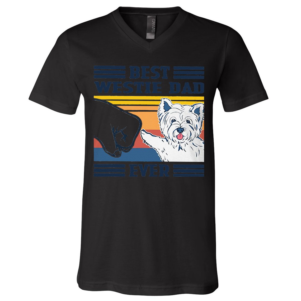 Best Westie Dad Ever Vintage Father Day Christmas V-Neck T-Shirt