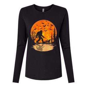 Bigfoot Walking Dachshund Funny Wiener Dog Halloween Womens Cotton Relaxed Long Sleeve T-Shirt