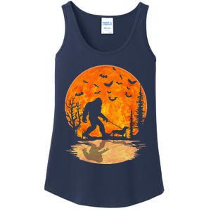 Bigfoot Walking Dachshund Funny Wiener Dog Halloween Ladies Essential Tank