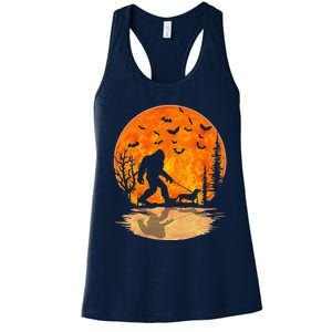 Bigfoot Walking Dachshund Funny Wiener Dog Halloween Women's Racerback Tank