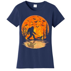 Bigfoot Walking Dachshund Funny Wiener Dog Halloween Women's T-Shirt