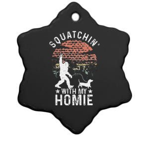 Bigfoot Walking Dachshund Tee Sasquatch Wiener Dog Lover Ceramic Star Ornament