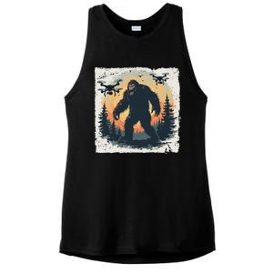 Bigfoot With Drones Sasquatch Ladies PosiCharge Tri-Blend Wicking Tank