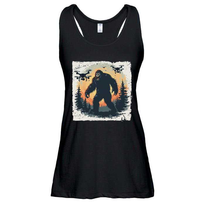 Bigfoot With Drones Sasquatch Ladies Essential Flowy Tank