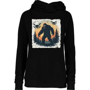 Bigfoot With Drones Sasquatch Womens Funnel Neck Pullover Hood