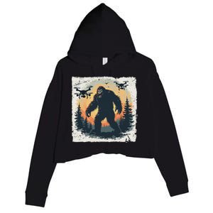 Bigfoot With Drones Sasquatch Crop Fleece Hoodie