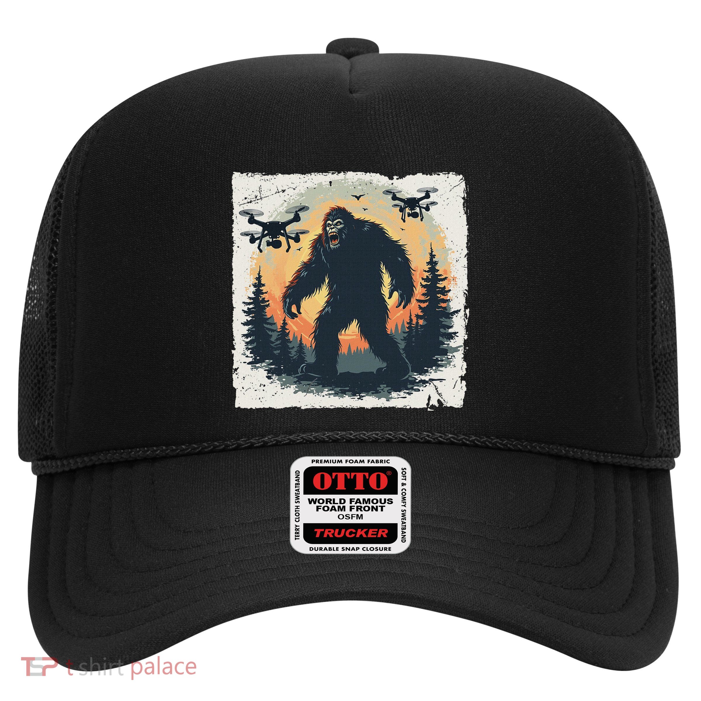 Bigfoot With Drones Sasquatch Trucker Hat