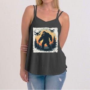 Bigfoot With Drones Sasquatch Women's Strappy Tank