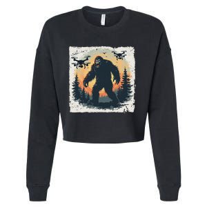 Bigfoot With Drones Sasquatch Cropped Pullover Crew