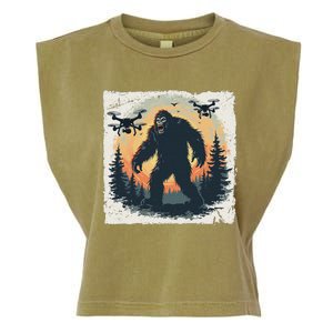 Bigfoot With Drones Sasquatch Garment-Dyed Women's Muscle Tee