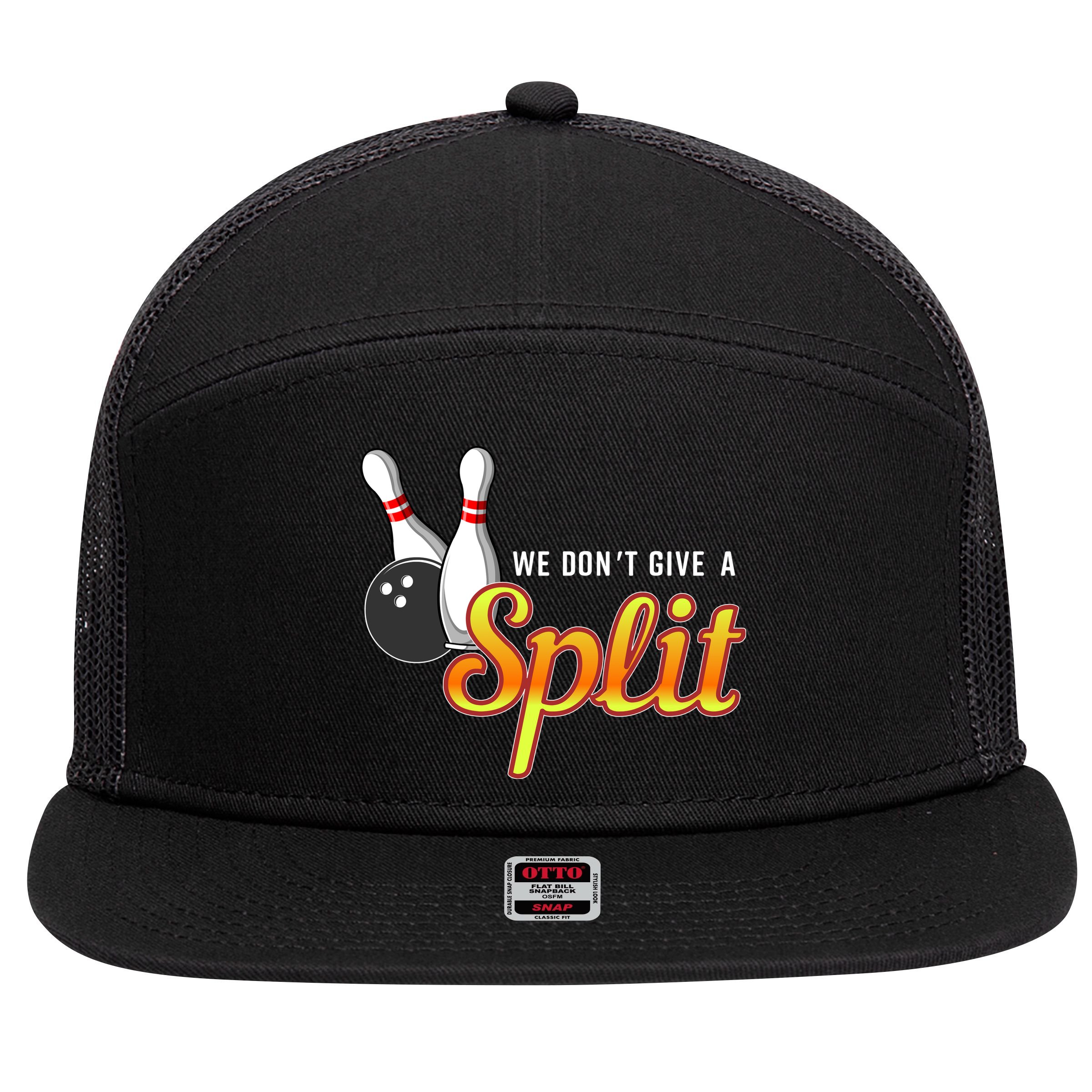 Bowling We Don't Give A Split 7 Panel Mesh Trucker Snapback Hat