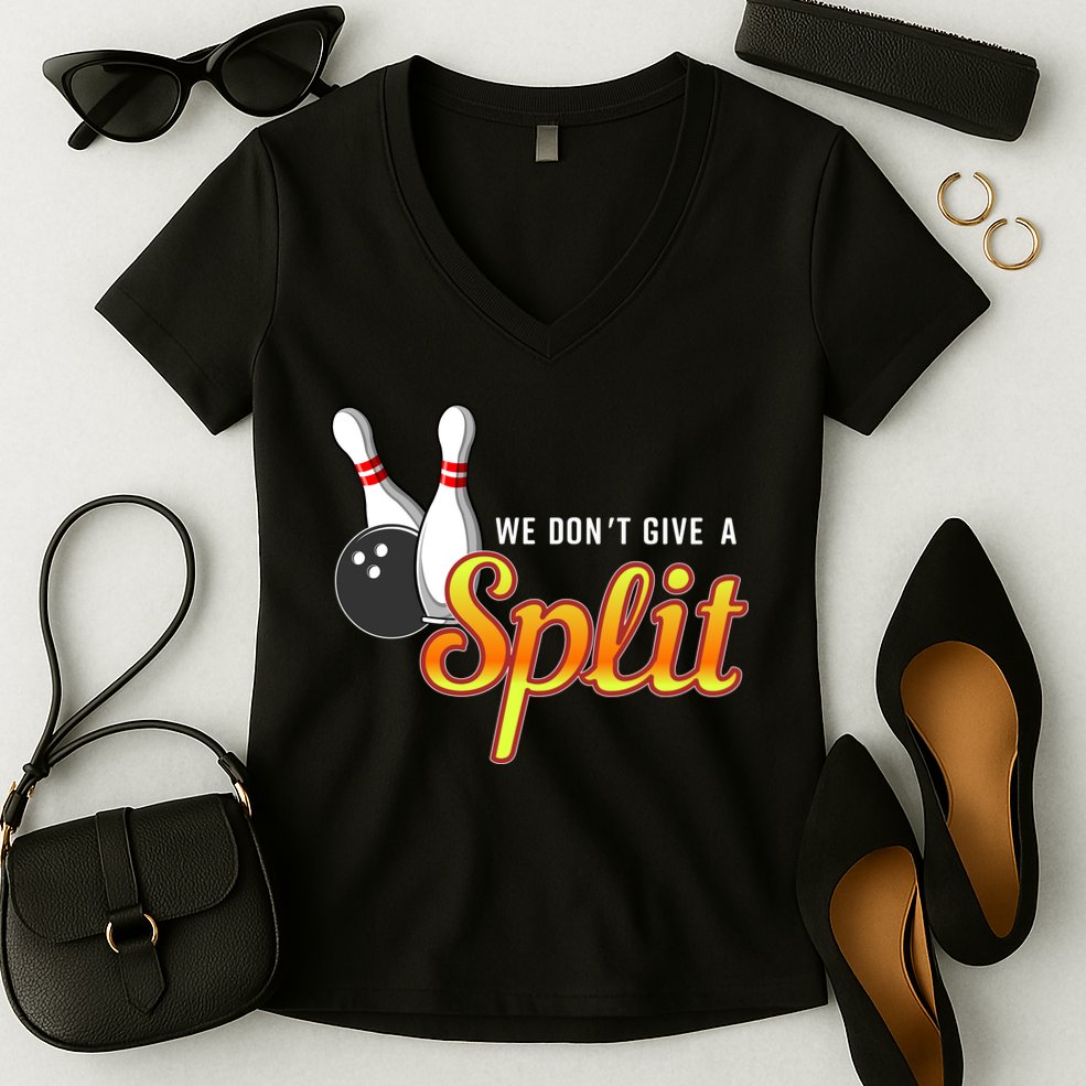 Bowling We Don't Give A Split Women's V-Neck T-Shirt