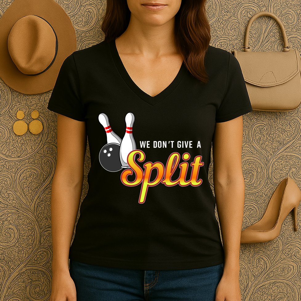 Bowling We Don't Give A Split Women's V-Neck T-Shirt
