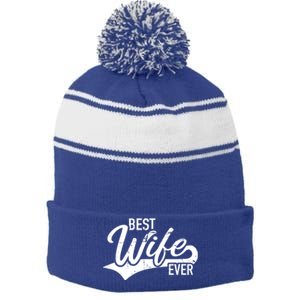 Best Wife Ever Gift Stripe Pom Pom Beanie