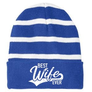 Best Wife Ever Gift Striped Beanie with Solid Band