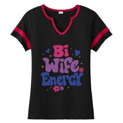 Bi Wife Energy Lgbt Month Pride Month Ladies Halftime Notch Neck Tee