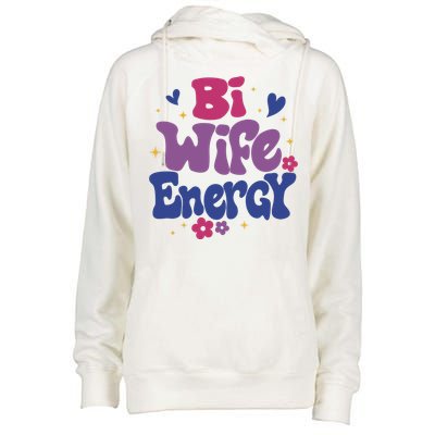 Bi Wife Energy Lgbt Month Pride Month Womens Funnel Neck Pullover Hood