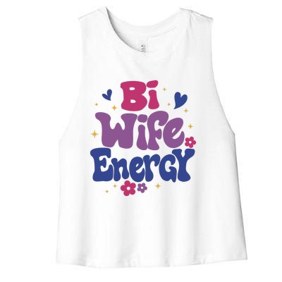 Bi Wife Energy Lgbt Month Pride Month Women's Racerback Cropped Tank