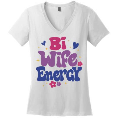 Bi Wife Energy Lgbt Month Pride Month Women's V-Neck T-Shirt