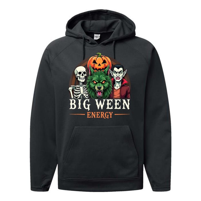 Big Ween Energy Funny Halloween Performance Fleece Hoodie