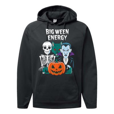 Big Ween Energy Funny Halloween Performance Fleece Hoodie