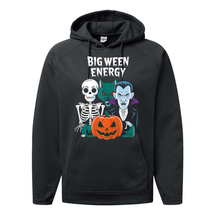 Big Ween Energy Funny Halloween Performance Fleece Hoodie