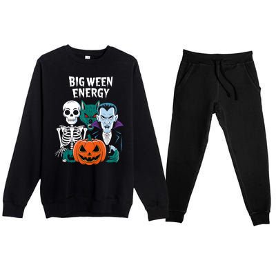 Big Ween Energy Funny Halloween Premium Crewneck Sweatsuit Set