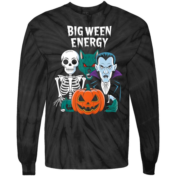 Big Ween Energy Funny Halloween Tie-Dye Long Sleeve Shirt