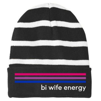 Bi Wife Energy Bisexual Pride Flag Bisexuality Lgbtq Striped Beanie with Solid Band