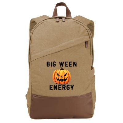 Big Ween Energy Spooky Pumpkin Face Halloween Cotton Canvas Backpack