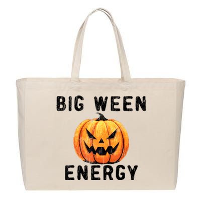 Big Ween Energy Spooky Pumpkin Face Halloween Cotton Canvas Jumbo Tote