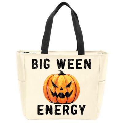 Big Ween Energy Spooky Pumpkin Face Halloween Zip Tote Bag