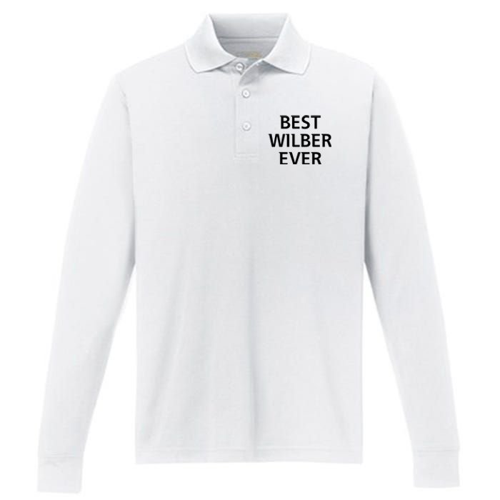 Best Wilber Ever Funny Personalized First Name Performance Long Sleeve Polo