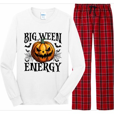 Big Ween Energy Scary Pumpkin O Latern Bat Halloween Long Sleeve Pajama Set