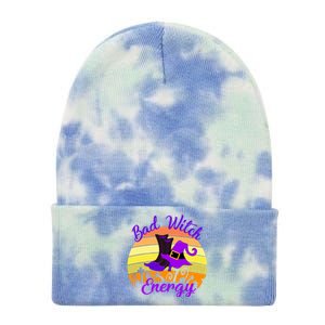 Bad Witch Energy Cute Goth Halloween Witch Funny Witch Cute Gift Tie Dye 12in Knit Beanie