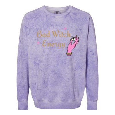 Bad Witch Energy Eyeball Spooky Halloween Vibes Gift Colorblast Crewneck Sweatshirt