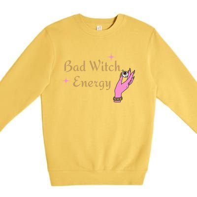 Bad Witch Energy Eyeball Spooky Halloween Vibes Gift Premium Crewneck Sweatshirt