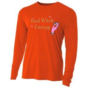 Bad Witch Energy Eyeball Spooky Halloween Vibes Gift Cooling Performance Long Sleeve Crew