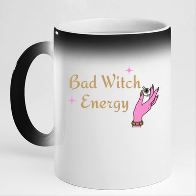 Bad Witch Energy Eyeball Spooky Halloween Vibes Gift 11oz Black Color Changing Mug