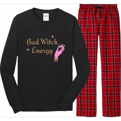 Bad Witch Energy Eyeball Spooky Halloween Vibes Gift Long Sleeve Pajama Set