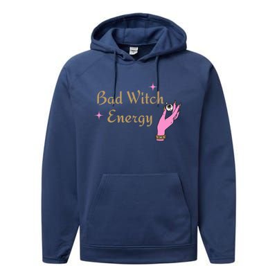 Bad Witch Energy Eyeball Spooky Halloween Vibes Gift Performance Fleece Hoodie