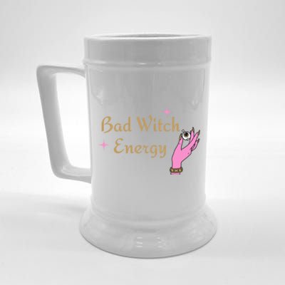 Bad Witch Energy Eyeball Spooky Halloween Vibes Gift Beer Stein