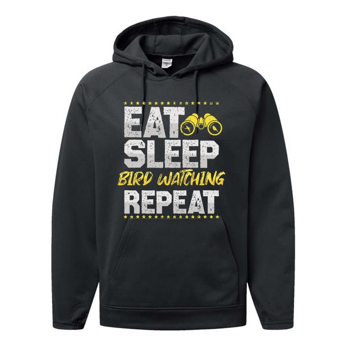 Birds Watch Eat Sleep Repeat Train Birds Hobby Bird Guide Performance Fleece Hoodie