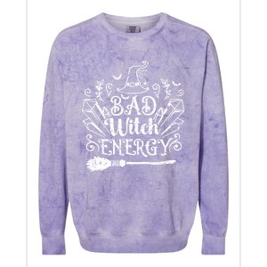 Bad Witch Energy Halloween Bad Attitude Crystal Herb Wiccan Cute Gift Colorblast Crewneck Sweatshirt