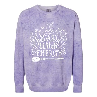 Bad Witch Energy Halloween Bad Attitude Crystal Herb Wiccan Cute Gift Colorblast Crewneck Sweatshirt