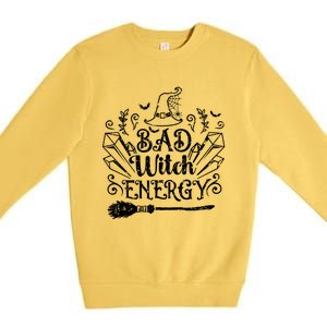 Bad Witch Energy Halloween Bad Attitude Crystal Herb Wiccan Cute Gift Premium Crewneck Sweatshirt