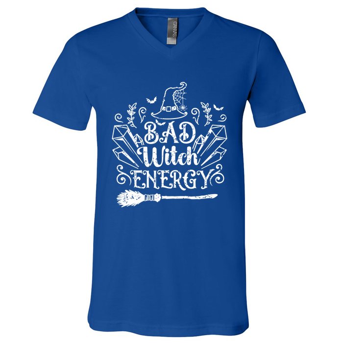 Bad Witch Energy Halloween Bad Attitude Crystal Herb Wiccan Cute Gift V-Neck T-Shirt